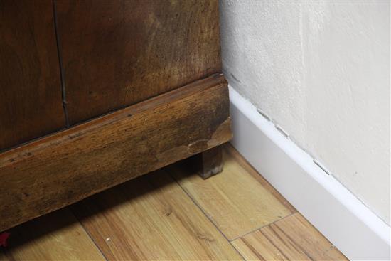 A 19th century French marble top walnut commode, W.4ft 4in.